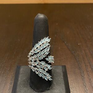 Silver and Blue Leaf Ring
